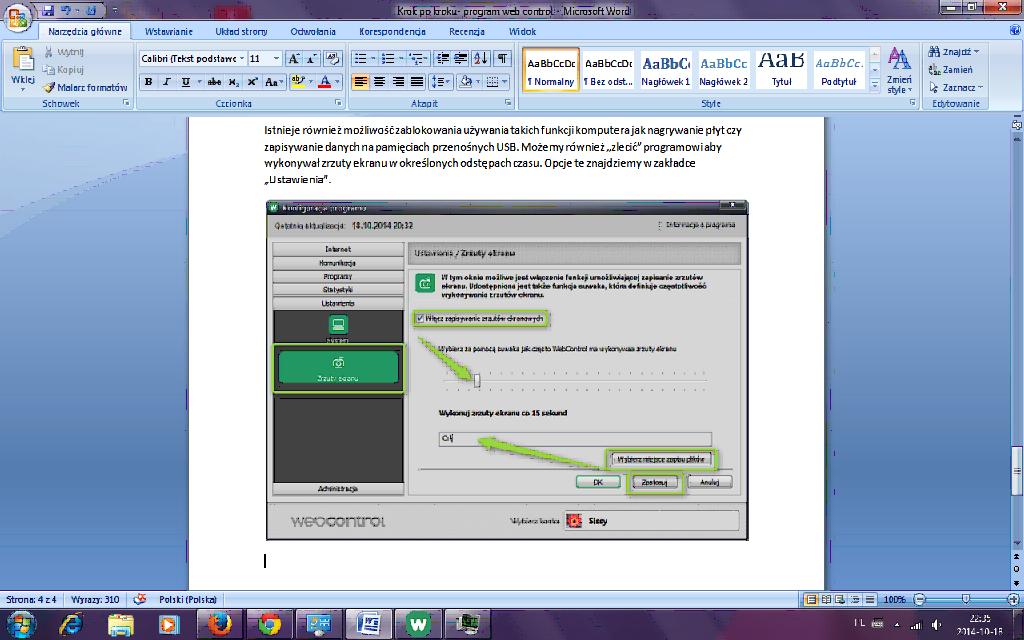  Zrzut ekranu wykonany przez program Web Control 2.0