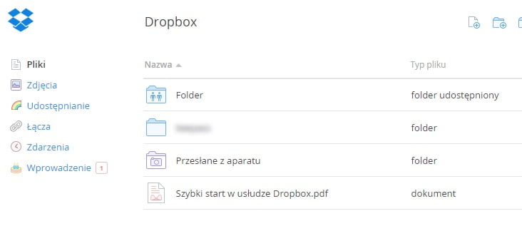 Dropbox - folder Przesłane z aparatu