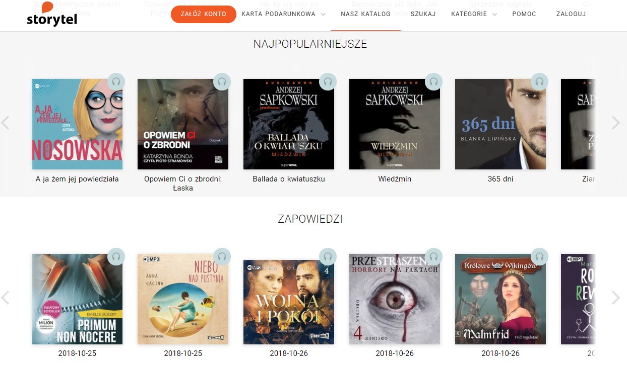 Najpopularniejsze audiobooki w ofercie Storytel